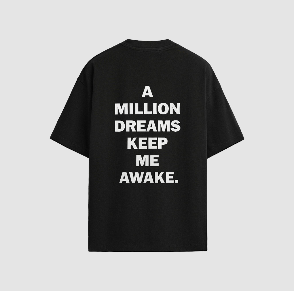 black oversized unisex quote t-shirt LIVINA back print